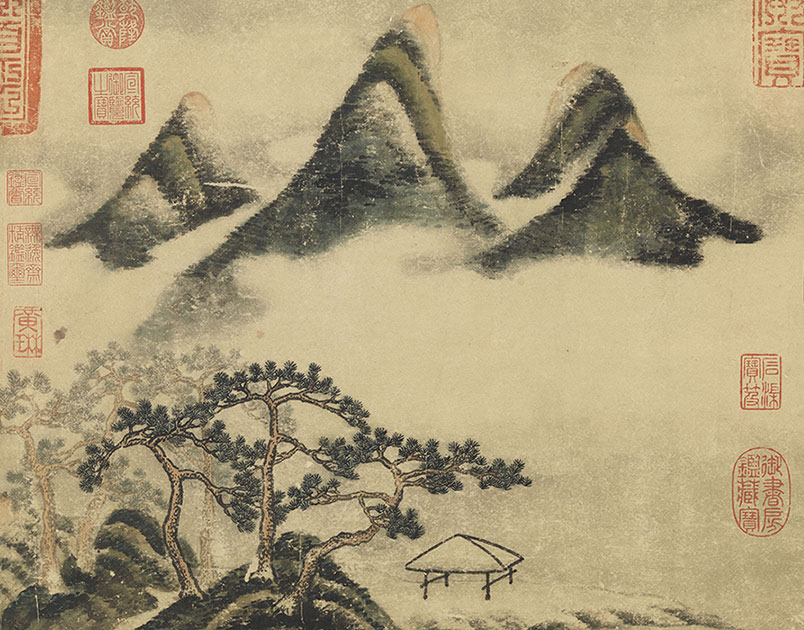 Spring Mountains and Auspicious Pines Scroll