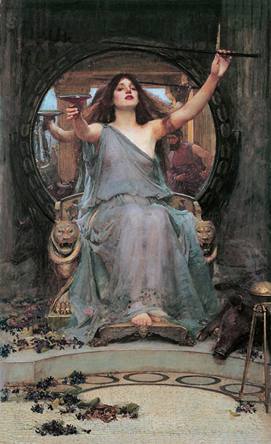 Circe Offering the Cup to Odysseus (1891) by John William Waterhouse 