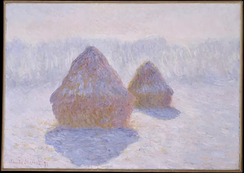 Haystacks (Effect of Snow and Sun) (1891) by Claude Monet