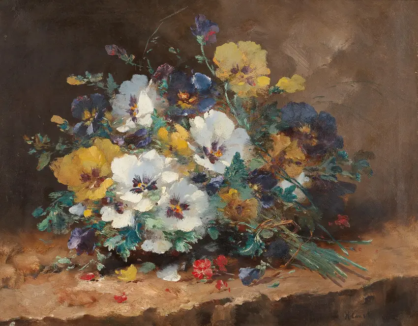 Pansies by Eugène Henri Cauchois
