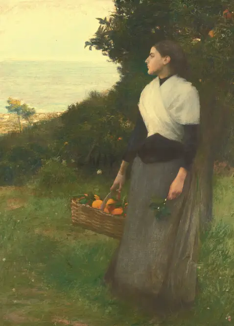 Young Woman in a Garden of Oranges (1891) by Pascal-Adolphe-Jean Dagnan-Bouveret