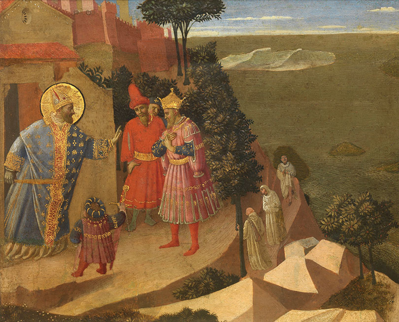 Saint Romuald Refuses Emperor Otto III Admission to the Church (1435) by Fra Angelico